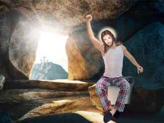 Jesus in a cave waking up